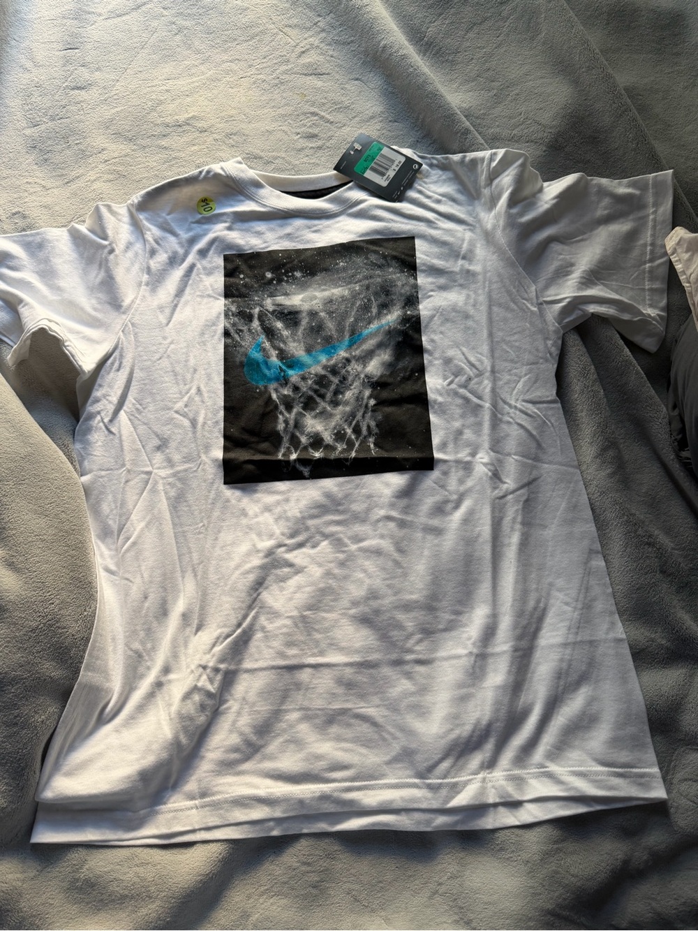 Nike kids White Graphic Tee with Blue Swoosh